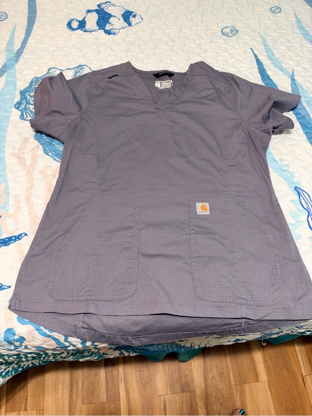 Carhartt womans Gray V-Neck Scrub Top